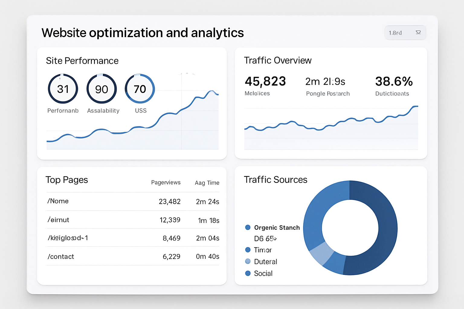 Website optimization and analytics dashboard